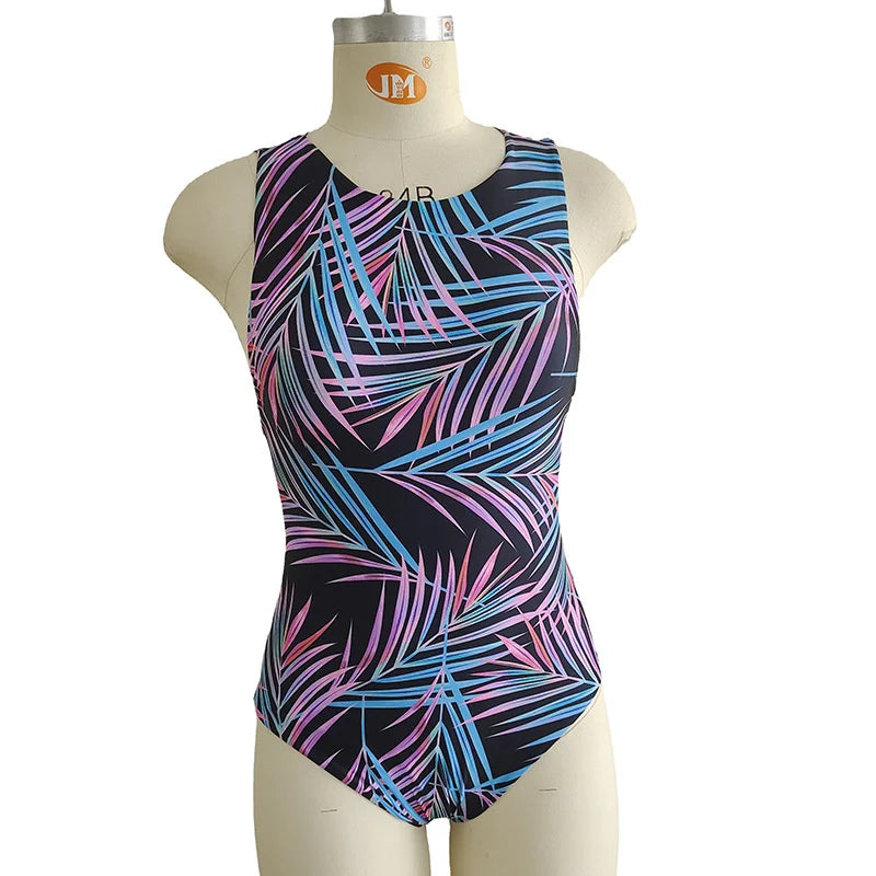 2023 Summer Conservative Tropical Plant Printing Bikini One-piece Swimsuit Beach Bikini Mini Micro Hot