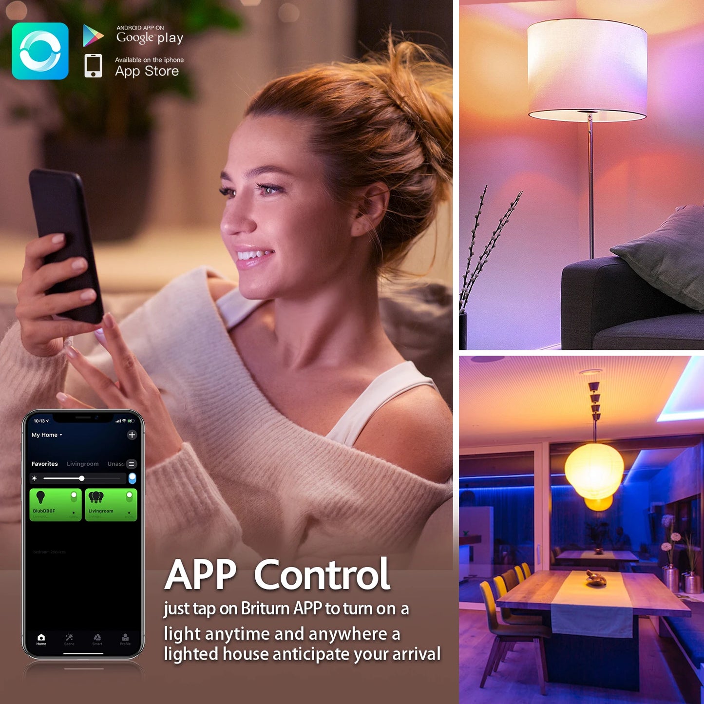 220V 110V WiFi Smart LED Bulb 9W 10W E27/E26 RGB+CCT Indoor Light Alexa Google Home Together APP Timing Dimming