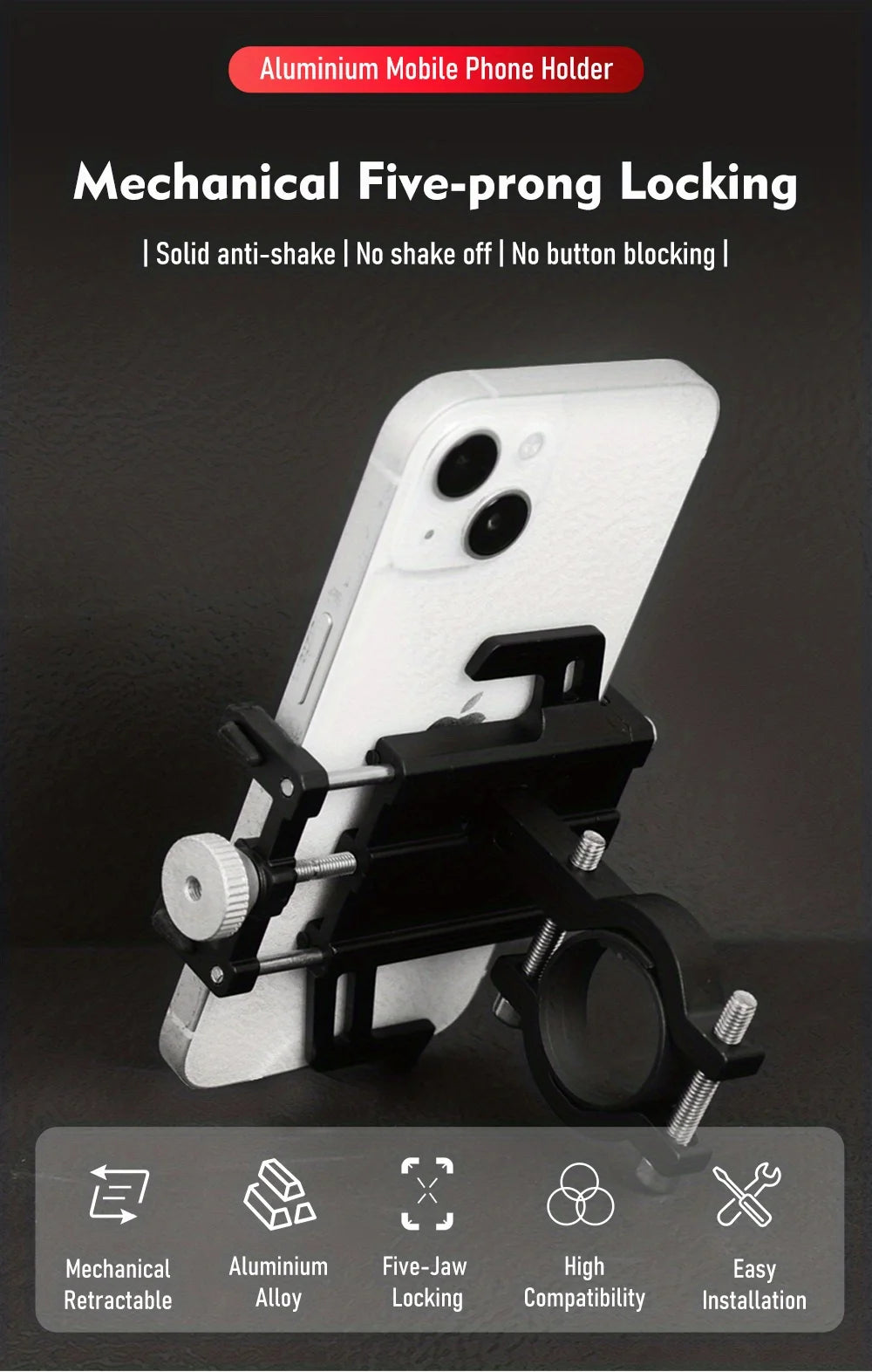 ThinkRider Bicycle Mobile Phone Rack Aluminum Mountain Road Car Navigation Takeout Rider Driving Special Support