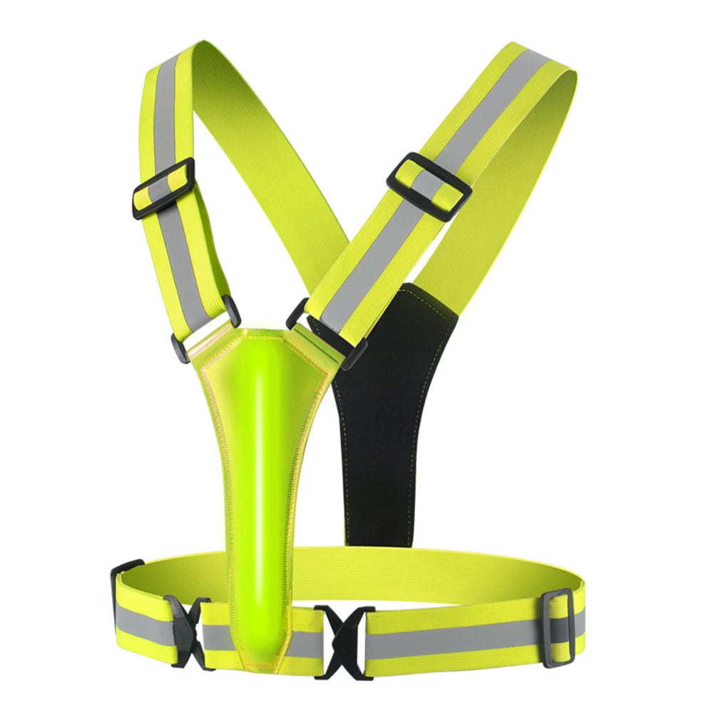 High Visibility Safety Reflective Vest USB Rechargeable LED Running Light Adjustable Cycling Vest Night Warning Work Sports Vest