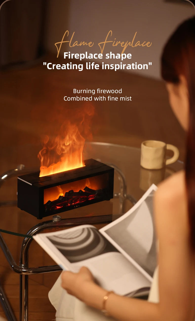Creative Fireplace Aroma Diffuser Essential Oil Air Humidifier Difusor Remote Control Desktop Decoration for Home Holiday Gift