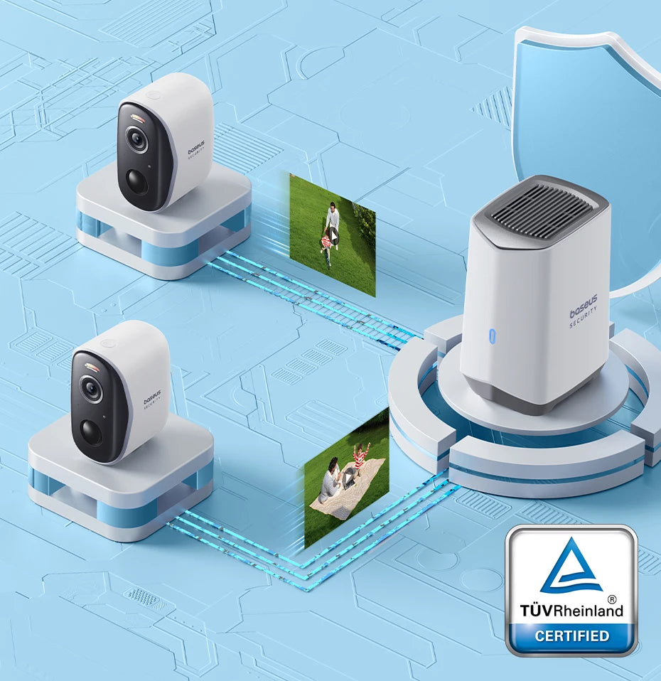 Baseus Security Protection Outdoor Camera N1 Series 2K 2-Cam Kit Wireless Home Security 210-Day Battery Life HomeKit 16TB Memory