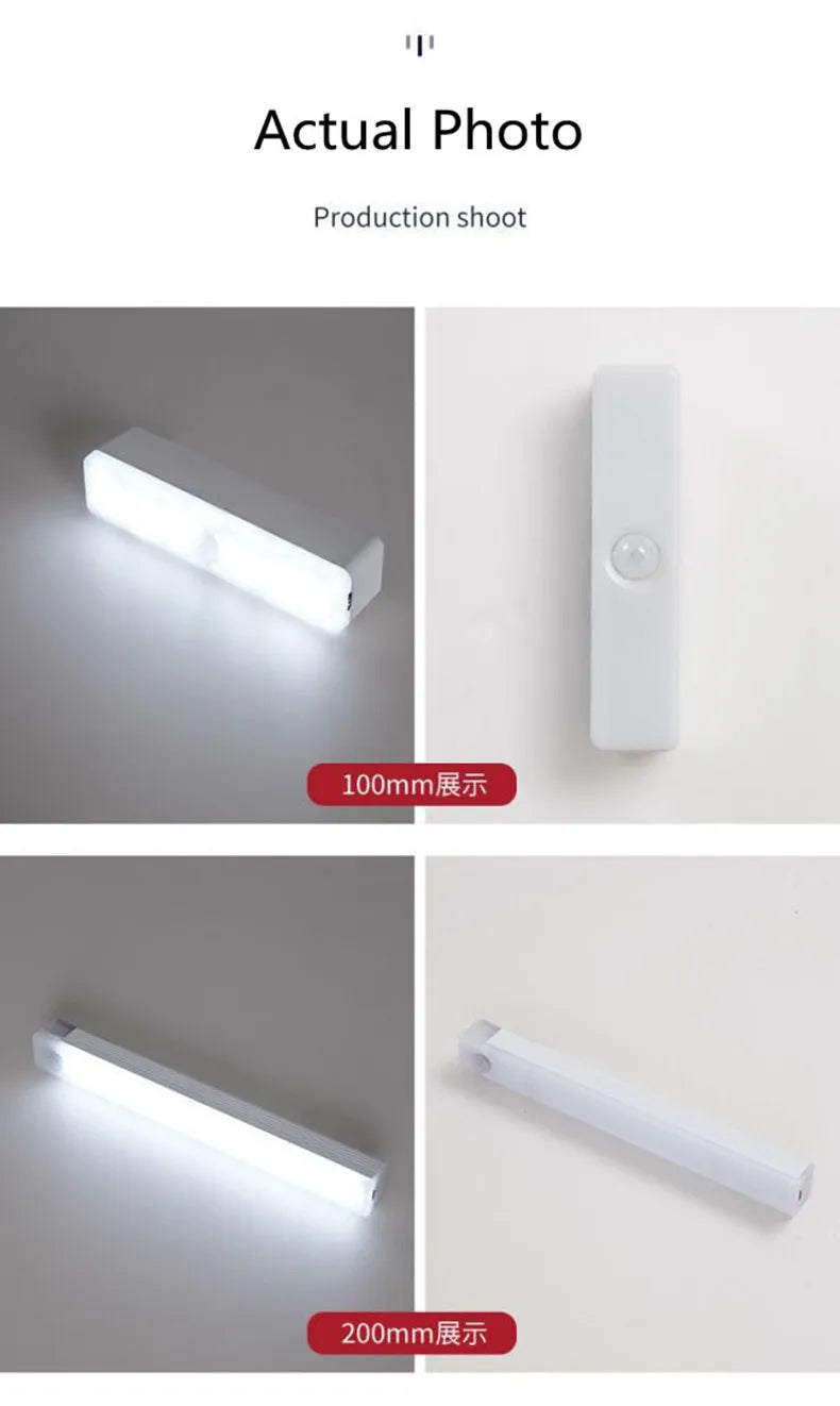 Motion Sensor led Light Wireless LED Night Light Type C Rechargeable Light Cabinet Wardrobe Lamp Staircase Backlight For Kitchen