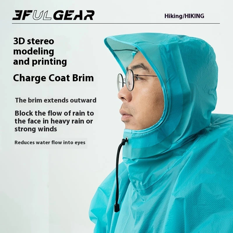 3F UL GEAR Sleeve Raincoat Lightweight Windproof and Waterproof PU5000mm 3D Silicon Coating Fabric About 180g Nylon Polyester
