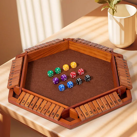 Six Sided Flipping Game, Wooden Number Game, Shut The Box Dice Game - Parent-Child Board Game, Bar Party, Leisure Gambling Game
