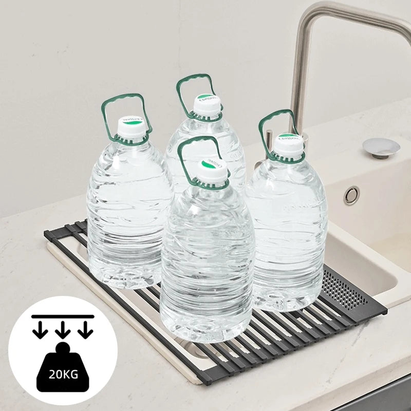 Kitchen Rolling Dish Drainer Roll Up Dish Drying Rack Over The Sink kitchen accessories,storage organization Foldable bowl shelf