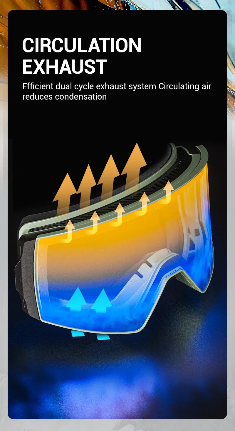 KAPVOE New Outdoor Photochromic Ski Goggles Winter Snow Sports for Unisex Snow Glasses UV400 Anti-fog Magnetic Snowboard Glasses