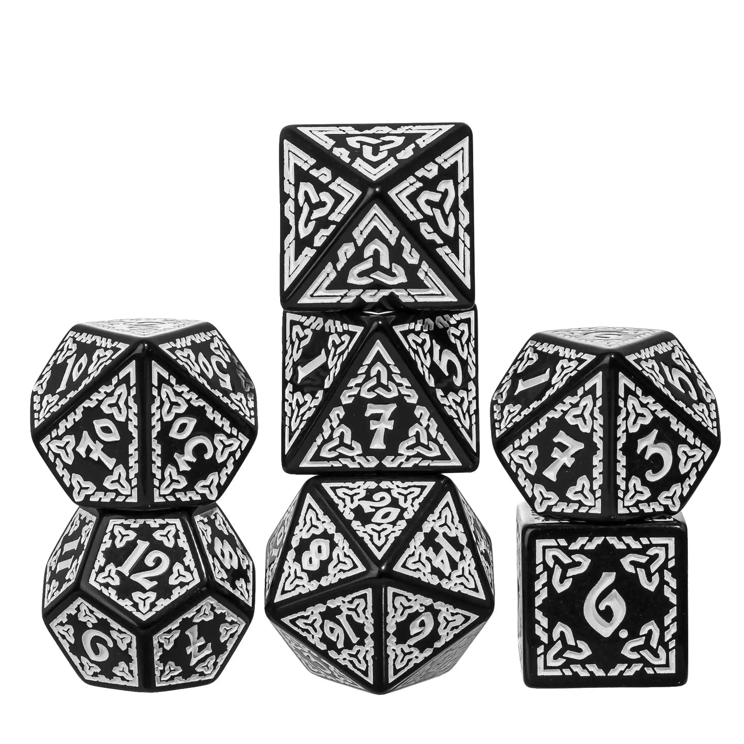 DND Celtic Knot Dice with Unique D4 7Pcs/Set New Pattern D4- D20 Polyhedral Dice for Role Playing Board Game D&D Tabletop Games
