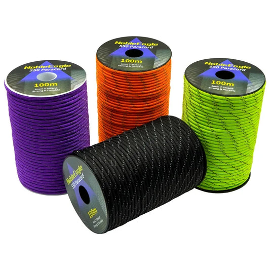 Reflective Paracord Rope, Military, 7 Strand, 4mm, 550 Tactical Parachute Cord, Camping Tent, Lanyard, DIY Bracelet Weaving Rope