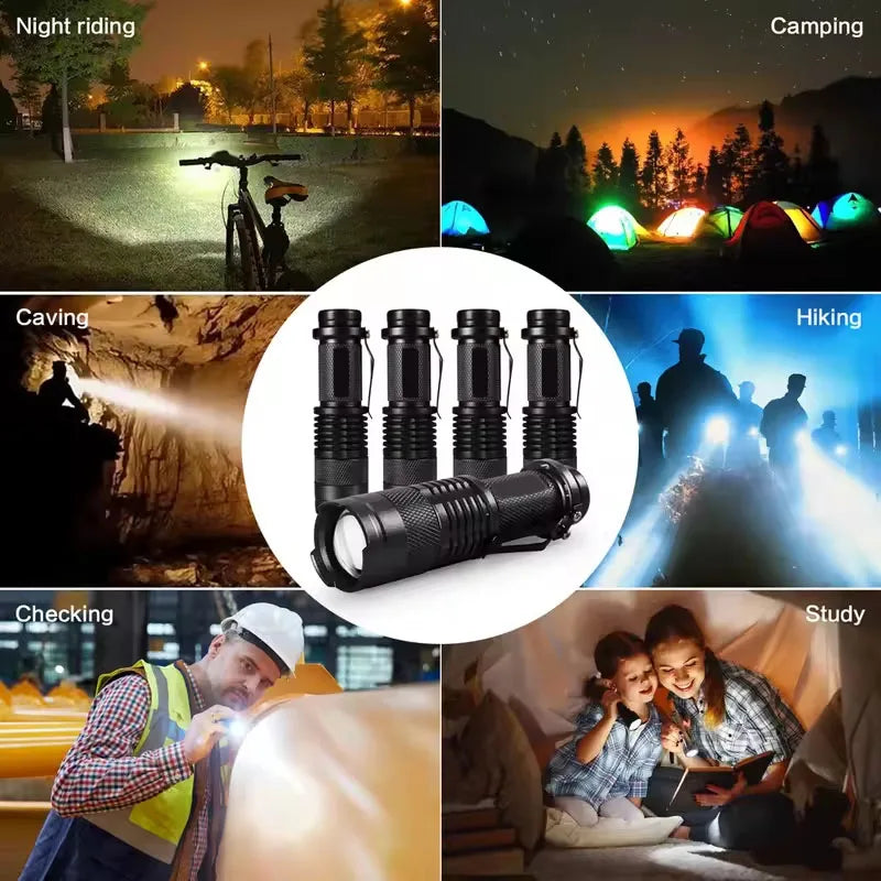 Portable LED Camping Lamps Tactical Flashlights 3-Mode Handheld Powerful LED Torch Light Lanterns Self Defense