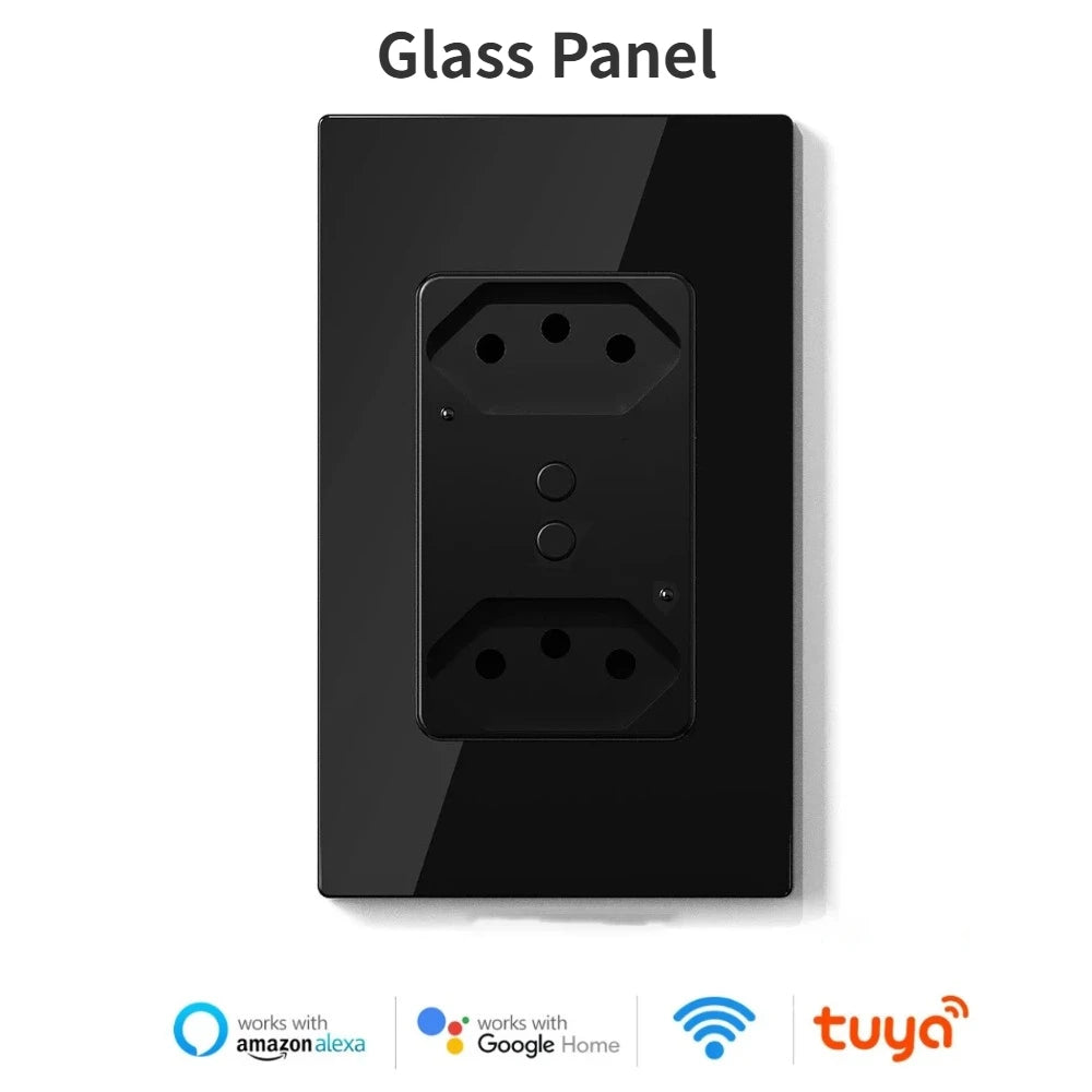 Melery Brazil WiFi Smart Wall Socket USB Tuya Electrical Plug Outlet PC/Glass Panel Alexa Google Home,Whole House Intelligence