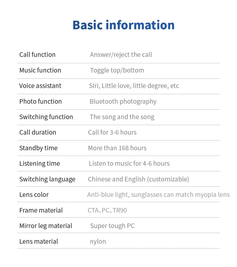 For Xiaomi E13 Smart Glasses:Blue Light Filtering Polarized Sunglass Lenses Audio Built-in Mic & Speakers Touch Voice Assistant