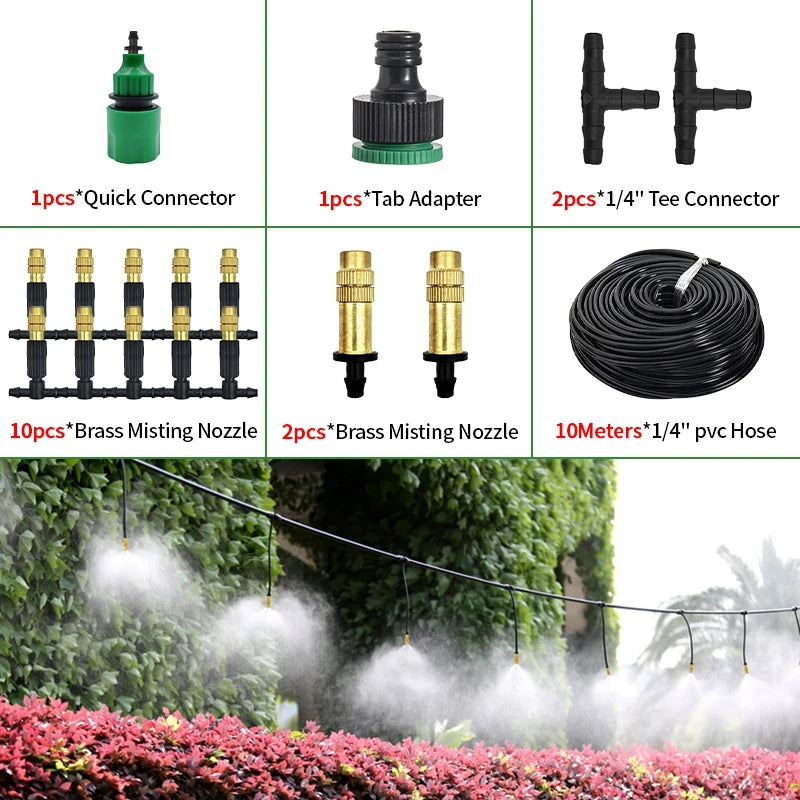 Automatic Sprayer System Patio Misting Cooling Adjustable Rotating Copper Atomizing Nozzle Nebulizer Sprinkler irrigation kit