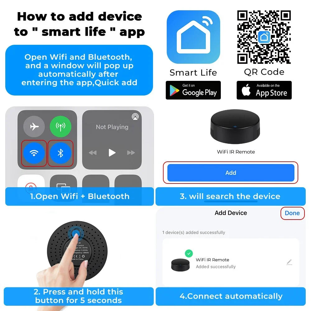 Tuya WiFi RF IR Remote Control 433MHz Smart Life APP Voice Control Smart Home Infrared Controller ALL TV Support Alexa Google