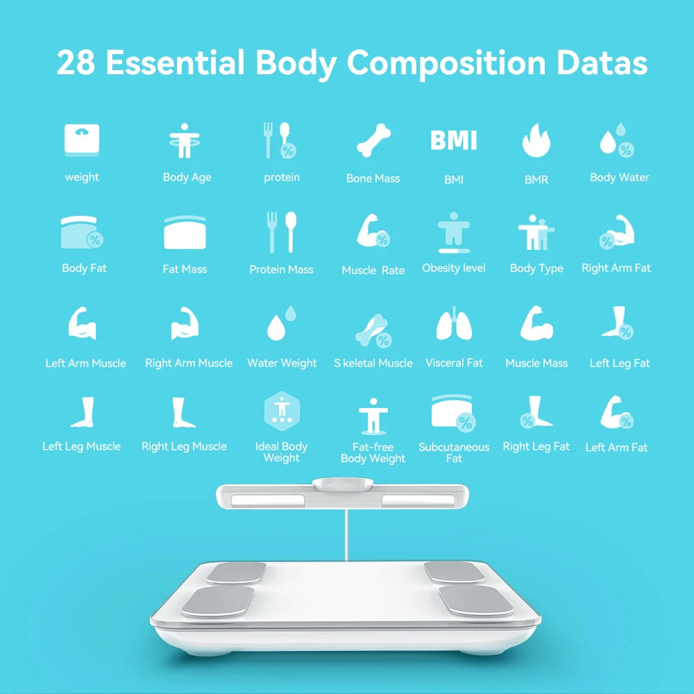 Fitdays Home Smart Bioimpedance Scale 8 Electrode Body Fat Scale Weight Balance Scale Smart Body Composition Scale