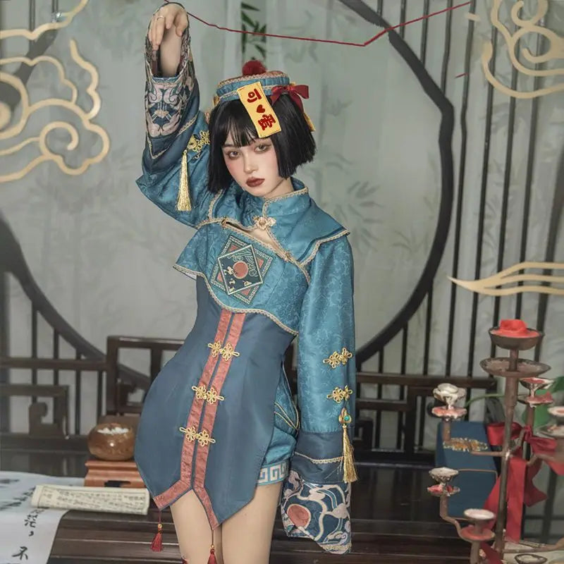 Vampire Easter Zombie Costume Cosplay Women Lolita Dress Hat Wig Anime Maid Chinese Carnival Party Gothic Clothes Skirt Outfit