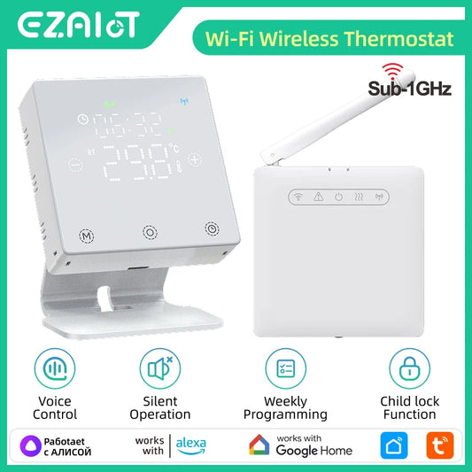 Smart Home Thermostat WiFi Heating Water/Gas Boiler Tuya RF433 Wireless Battery Powered Temperature Controller Alexa Google Home