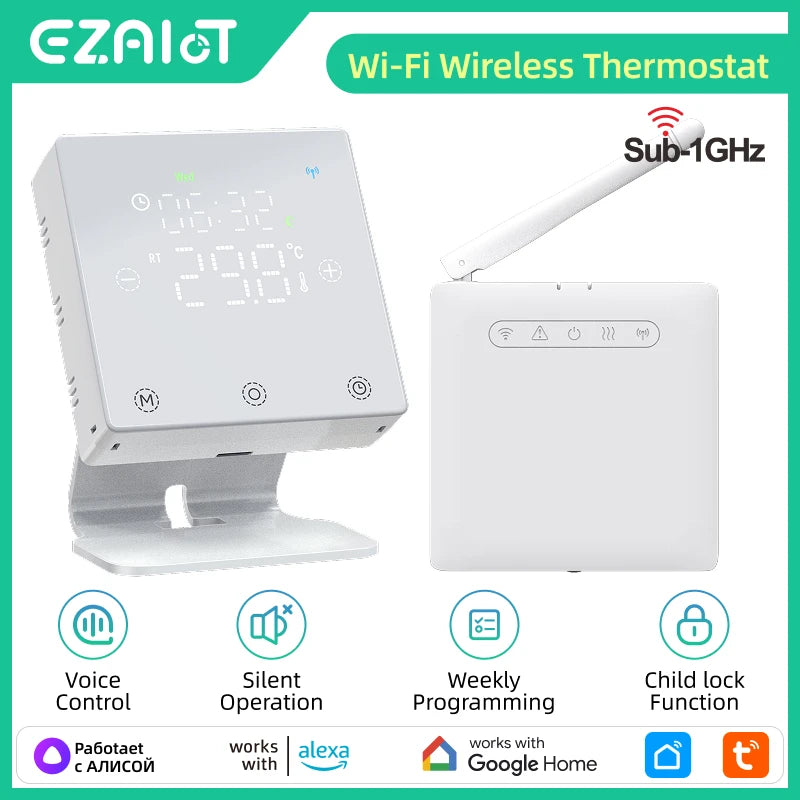 Smart Home Thermostat WiFi Heating Water/Gas Boiler Tuya RF433 Wireless Battery Powered Temperature Controller Alexa Google Home