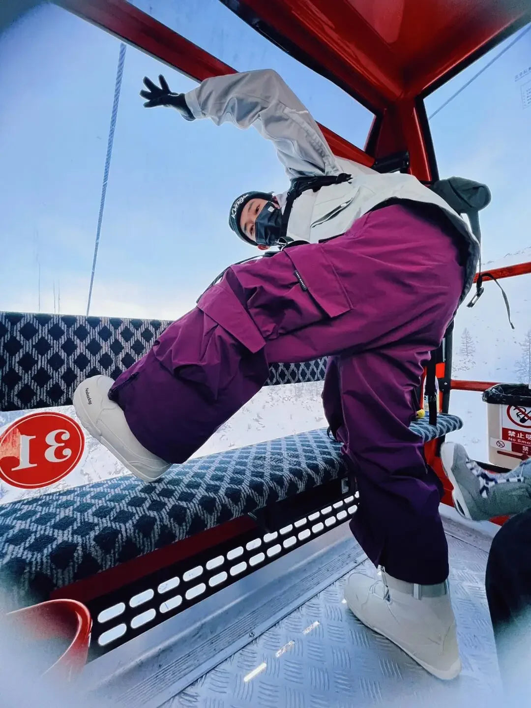 Warm Violet Ski Pants for Women and Men Thickened Skiing Trousers Waterproof American Heavy Industry Snowboarding Pants