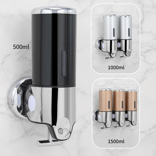 Bathroom Soap Dispenser Press Hand Sanitizer Holder Wall Mount Soap Shampoo Head Shower Liquid Dispenser Bathroom Accessories