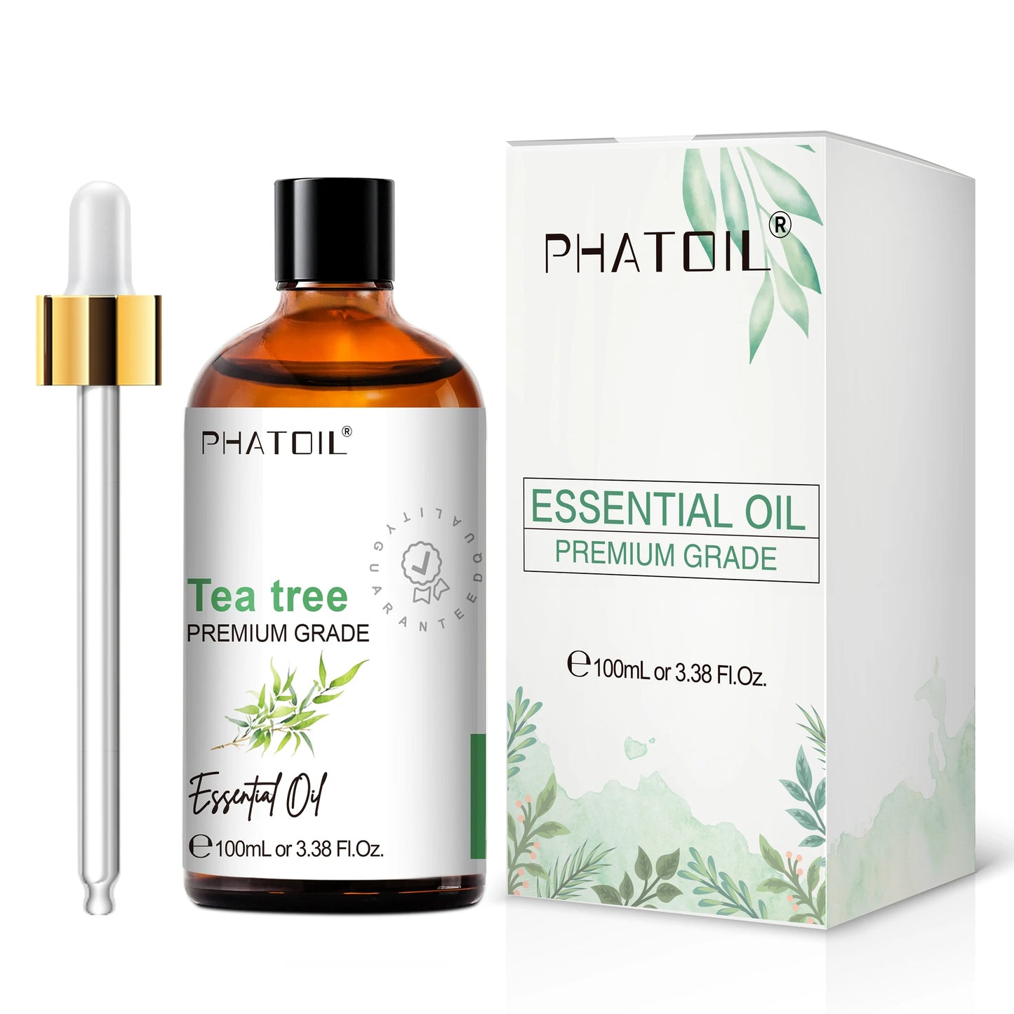 PHATOIL 100ml Pure Aromatherapy Essential Oil For Diffuser, Massage & Skin Care-Eucalyptus Peppermint Vanilla Bergamot Tea tree