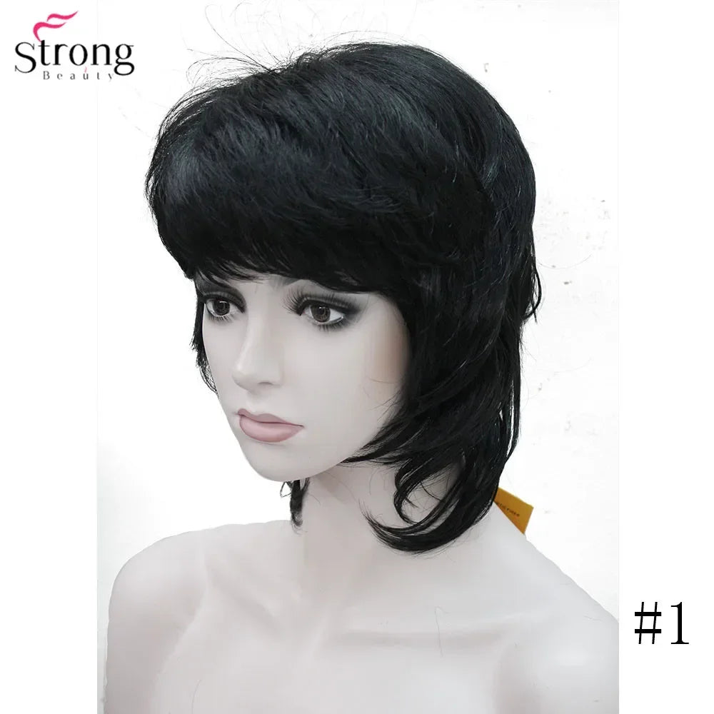 StrongBeauty Women Synthetic wig Short Hair Auburn/Blonde Natural wigs Capless Layered Hairstyles