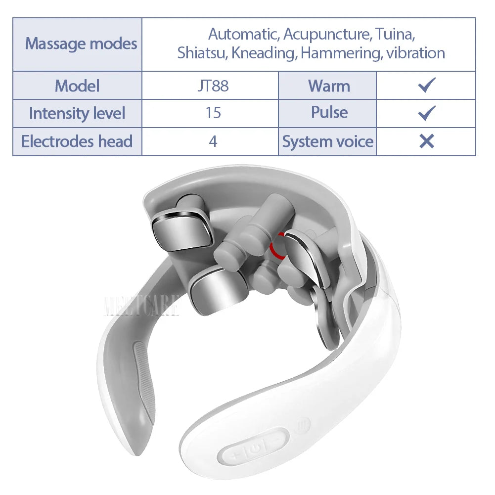 Smart Back Neck Massager TENS Pulse Shoulder Neck Massage Cervical Heating Relieve Pain Muscle Health Care