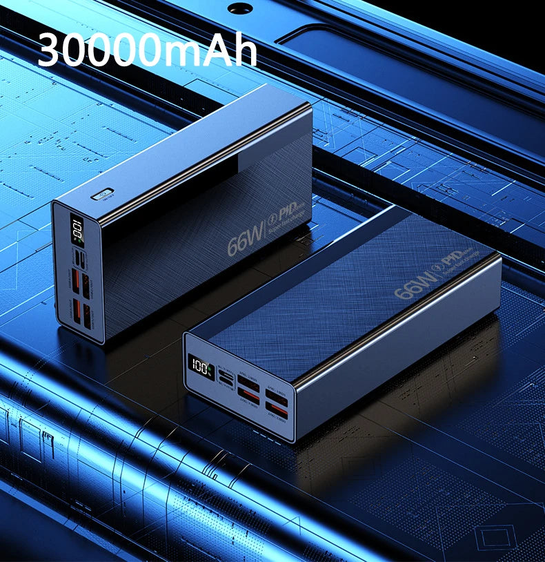 Power Bank 30000mAh 66W Fast Charging Powerbank Portable Charger External Battery Pack For iPhone 15 14 13 Huawei Xiaomi Samsung