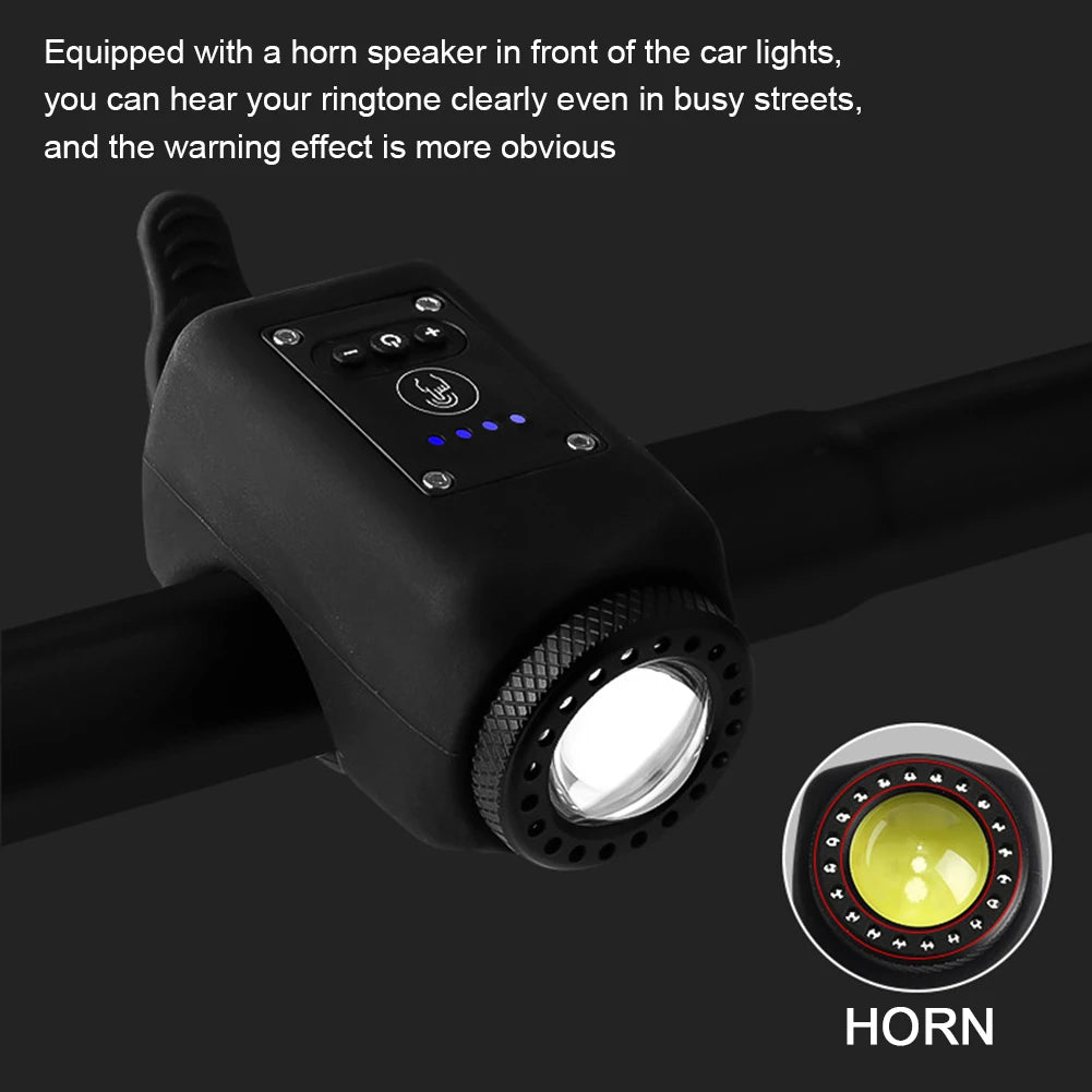 Mountain Bike Electronic Horns Bell With LED Light Rechargeable High Brightness LED Handlebar Lamp For Children's Bike