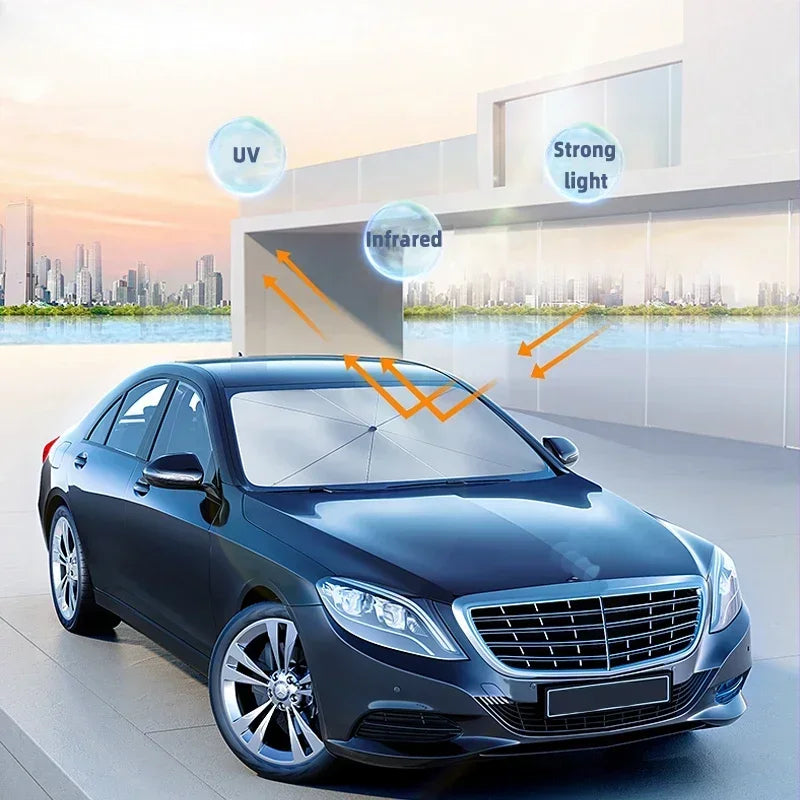 Automobile Windshield Sunshade Upgraded V-Design Car Sun Umbrella Innovative Telescopic Sun Visor For Heat Insulation Shade Prot