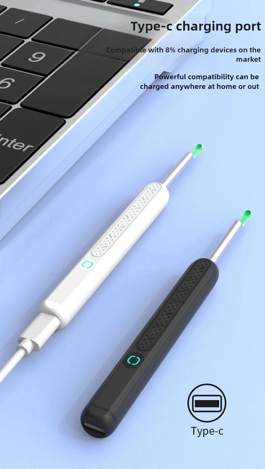 1-9pcs/Set Visual Ear Cleaner with Camera Ear Sticks USB Charging Ear Wax Removal Tool WIFI Connection 6 LED Lights Earpick