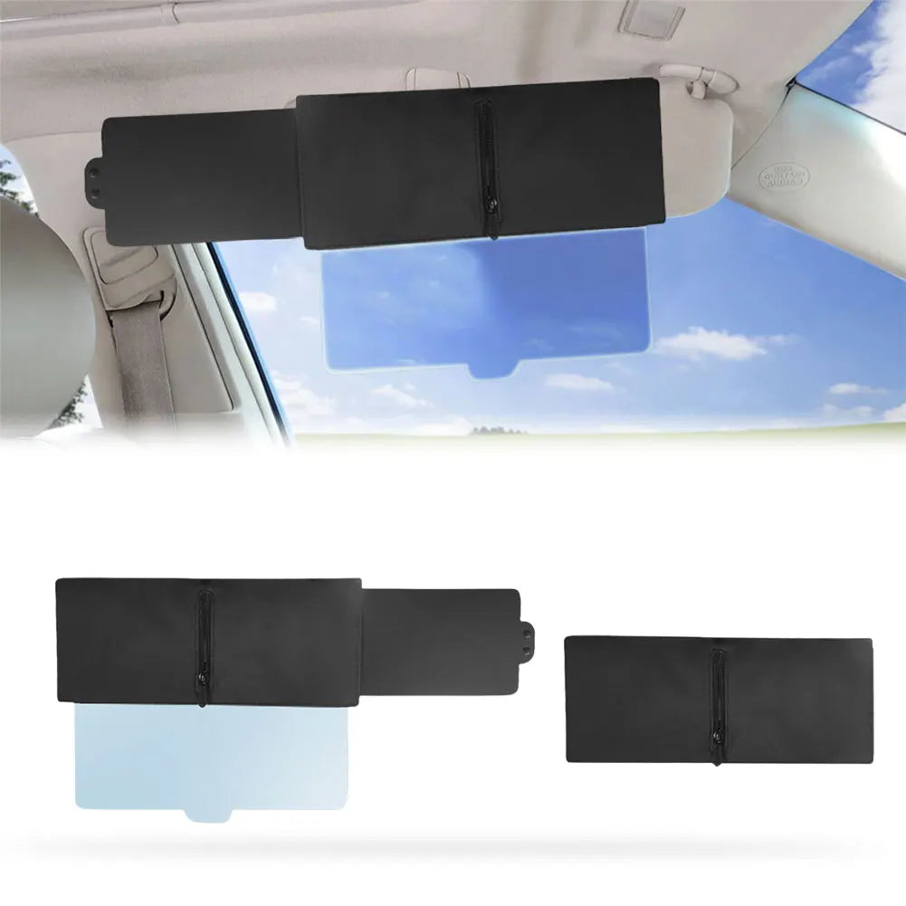 Polarized Sun Visor with Zipper Slider Car Sun Visor Extension with PC Lens and Side Sunshade for Safe Driving for Most Cars