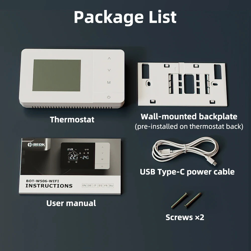 Smart Tuya WiFi Thermostat for Gas Boiler Heating /Cooling Powered by Battery/USB Works With Alexa Google Home