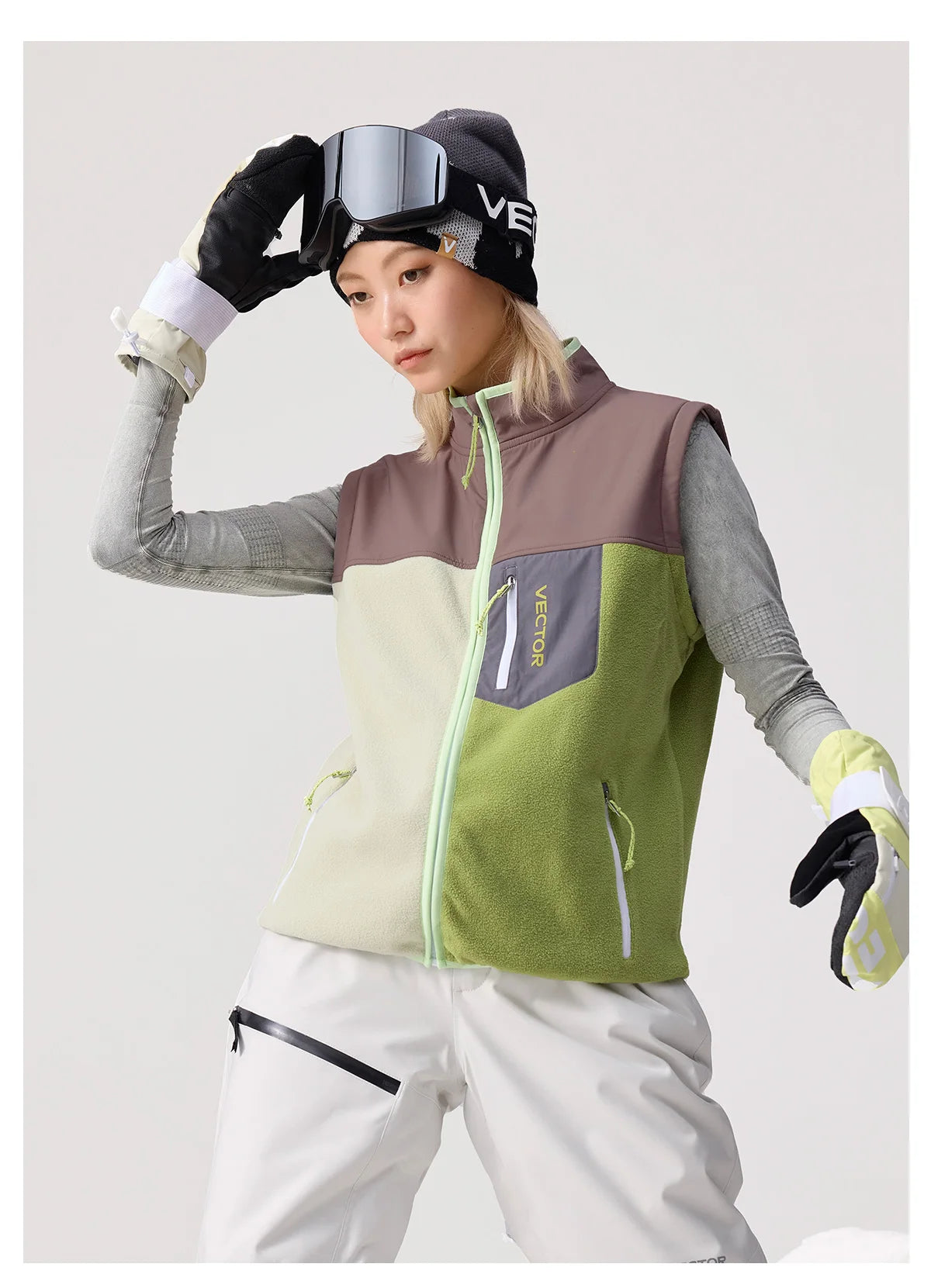 VECTOR Brand Fleece Jacket with Detachable Sleeves for Windproof Warm Anti-static Outdoor Sports Skiing Hiking Daily Wear