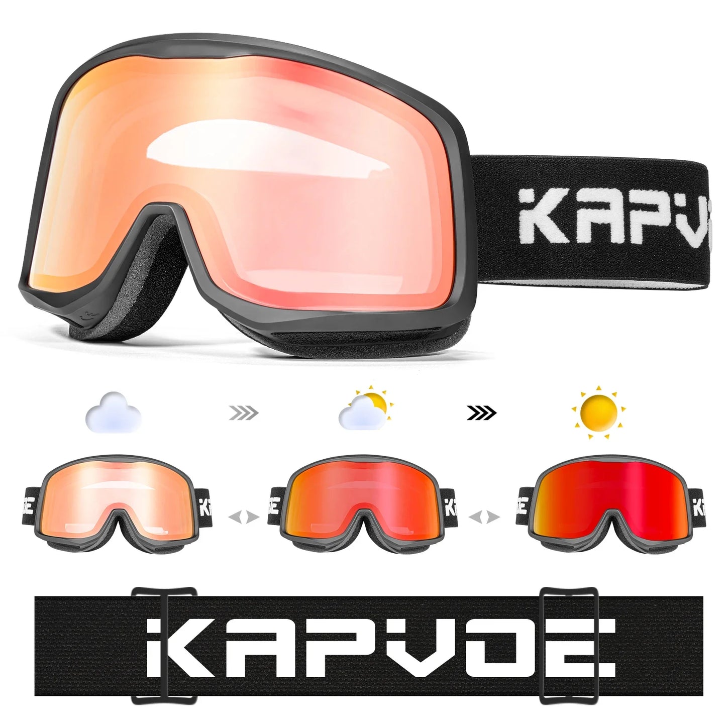 KAPVOE Sale OTG Photochromic Ski Snowboard Goggles Women Men Outdoor Sports Skiing Eyewear UV 400 Winter Snow Protection Glasses