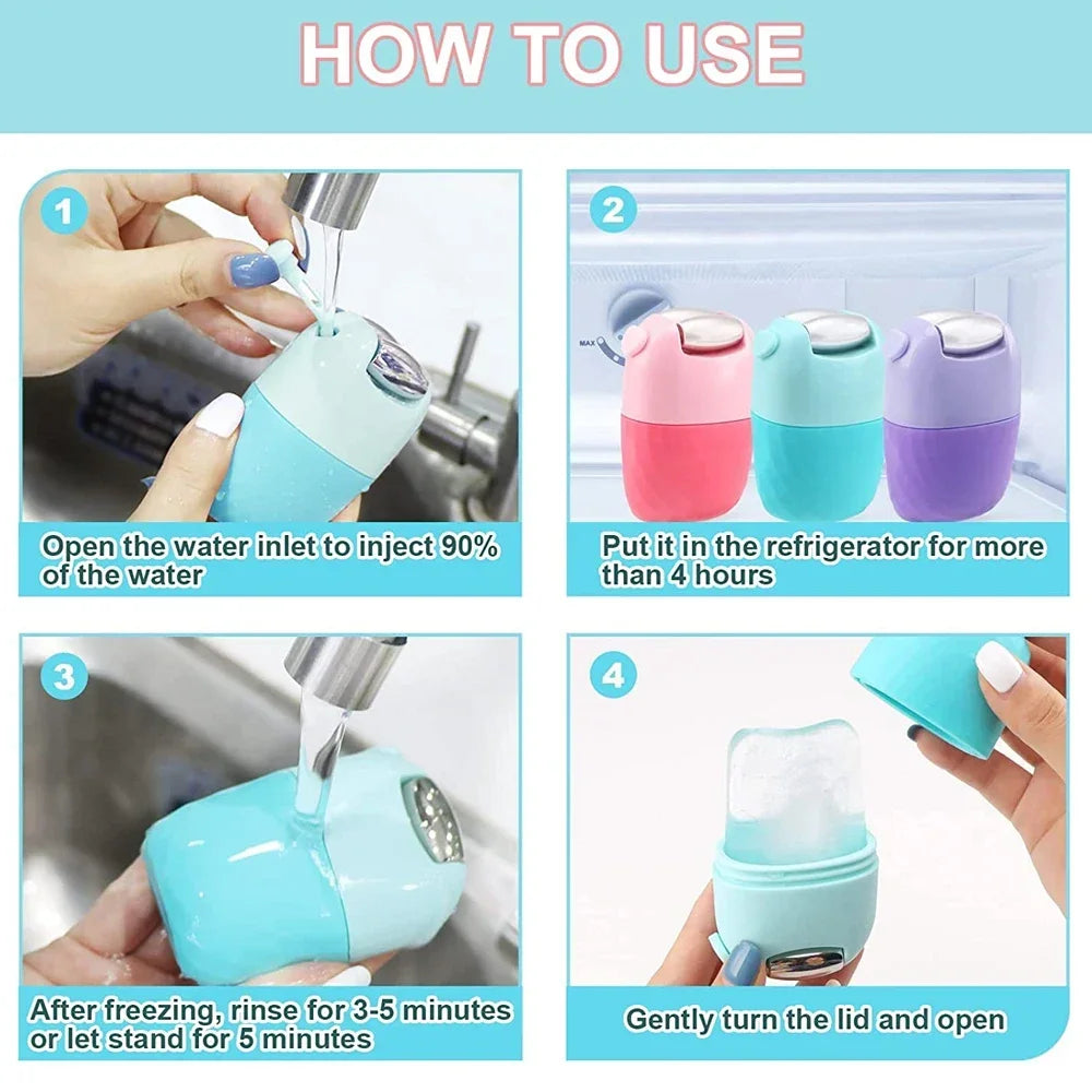 2In1 Silicone Ice Facial Roller Skin Care Beauty Lifting Contouring Tool GuaSha Roller Puffiness Skin Care Beauty Treatment Tool