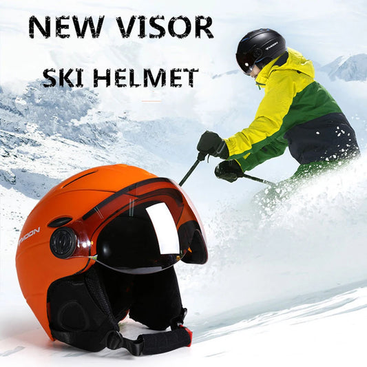 MOON Skiing Helmet With Goggles PC+EPS High-Quality Ski Helmet For Adult Outdoor Snowboard Skateboard Helmet Protective Ski Gear