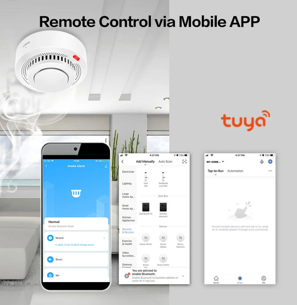 Tuya Smart WiFi Smoke Sensor Fire Protection Smoke Detector 85dB Sound Security System Firefighters Smartlife APP ControlSmoke DetectorsGoWisse.com