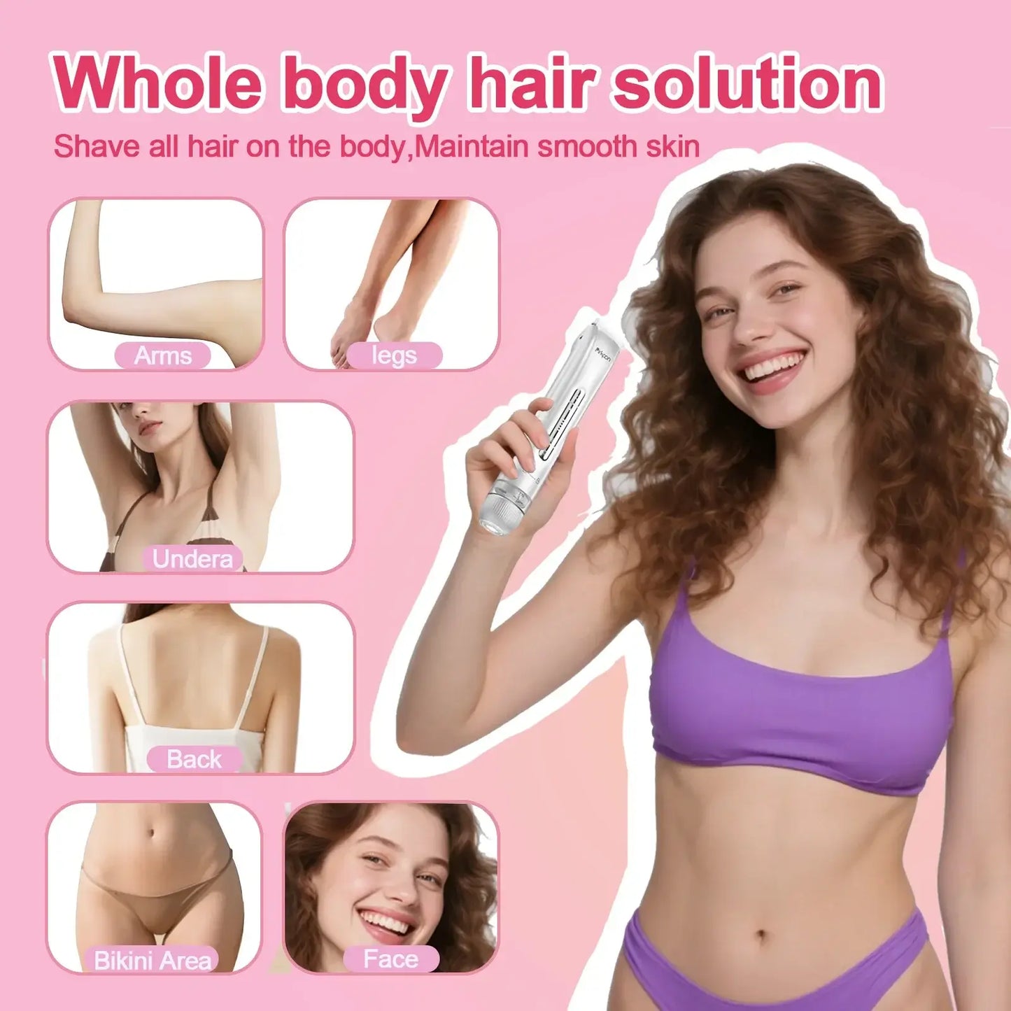 PIRKPON Rechargeable Dual-Head Shaver Women Hair Remover IPX7 Waterproof Bikini Trimmer Painless Electric Razor for Underarm Leg
