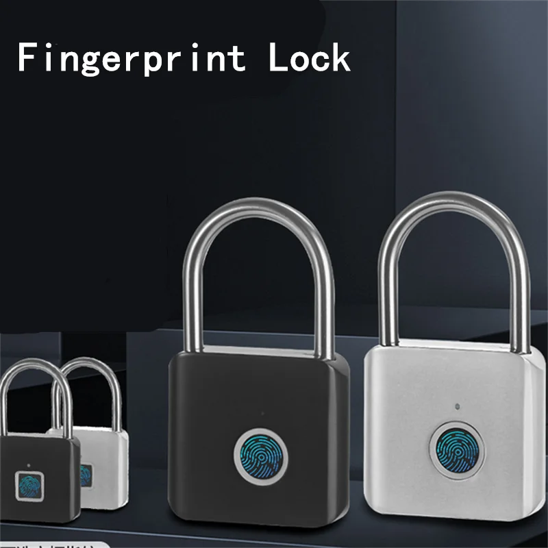 1PC Electronic Semiconductor Fingerprint Lock Smart Door Lock Rechargeable Security Padlock for Dormitory Home