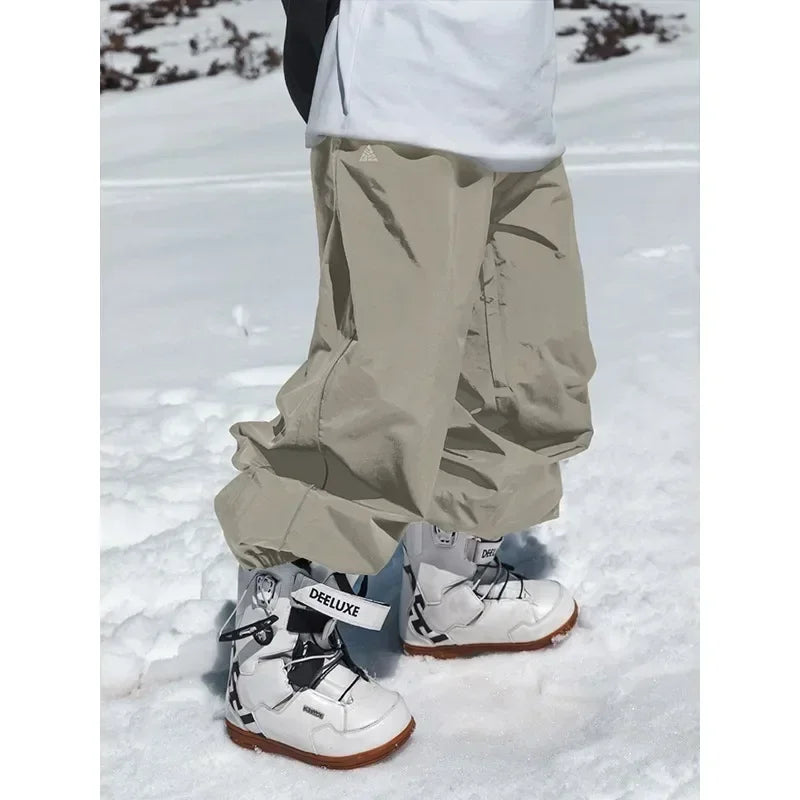 Men's Women's Single Board Waterproof Loose Fit Wear Resistant Professional Double Board Ski Pants Snowboard Pants Men