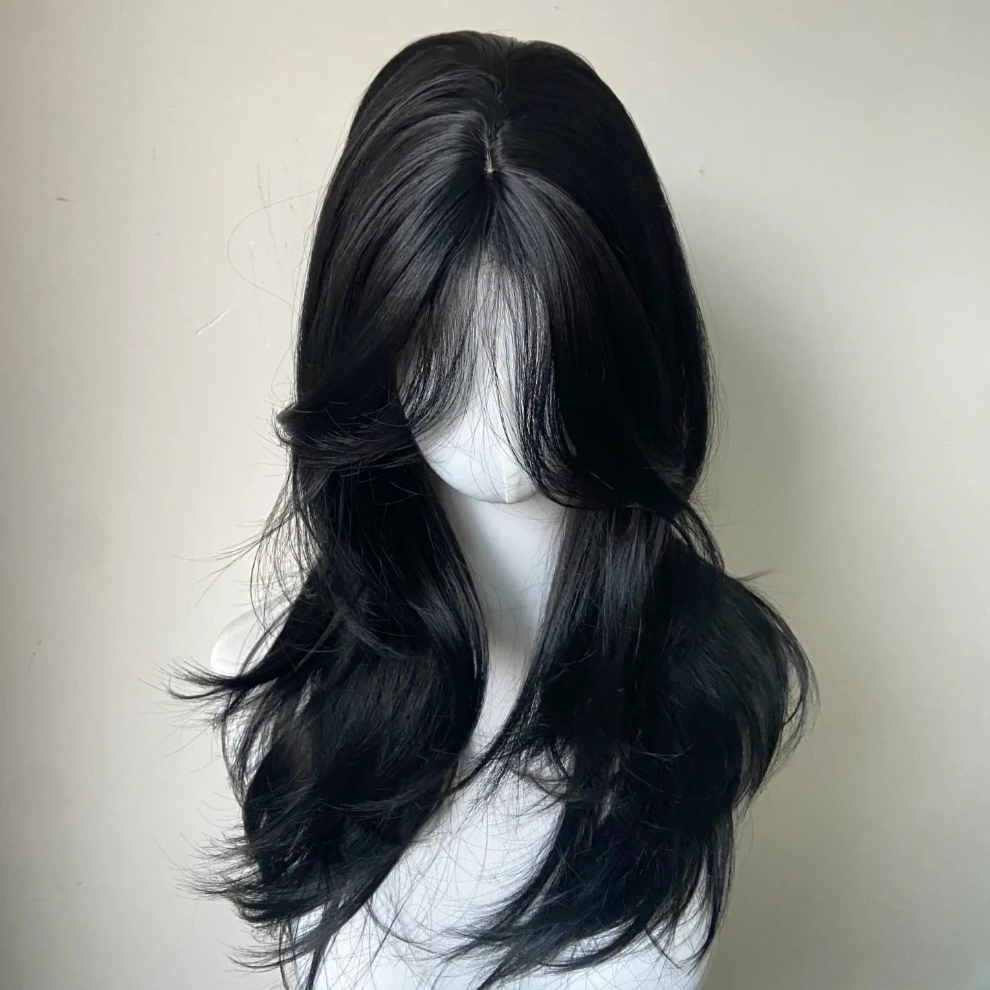 Black Wig Female Headband Body Wavy Rose Hair Net Models in French Bangs High Level Simulation Hair Wig 가발