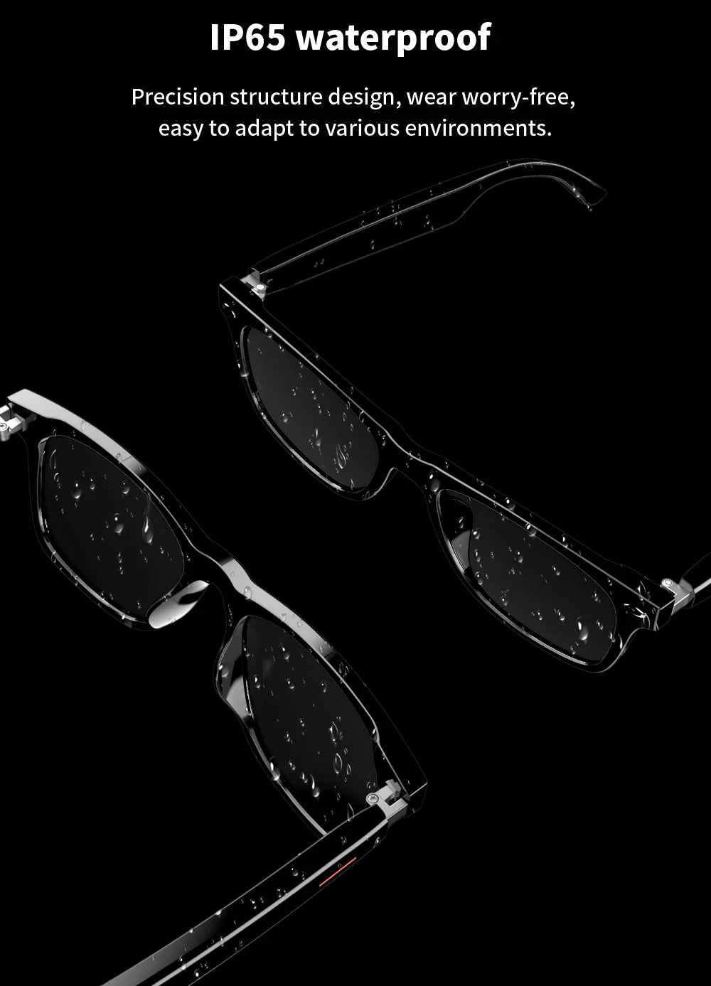 For Xiaomi E13 Smart Glasses:Blue Light Filtering Polarized Sunglass Lenses Audio Built-in Mic & Speakers Touch Voice Assistant