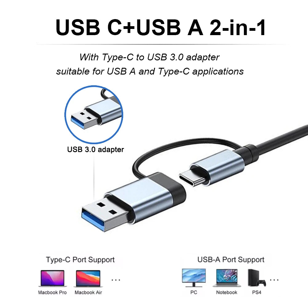 USB HUB with detachable card reader, USB C port, USB 3.0 / 2.0, SD/TF detachable card reader, docking station, accessories