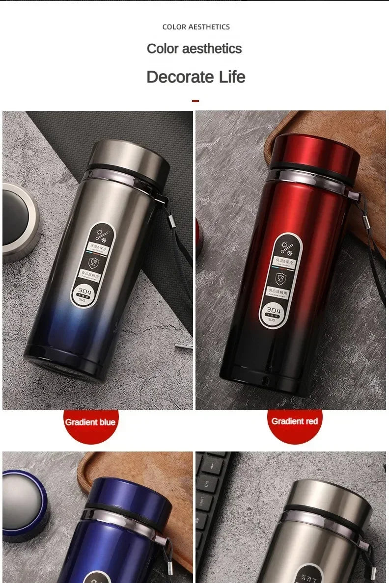StainlessSteel Thermos Bottle with LED Temperature Display, 500-1000ML