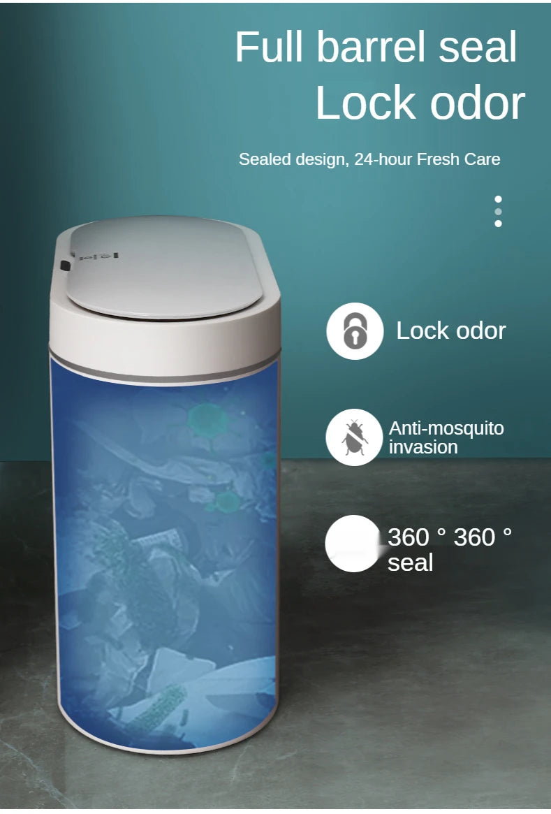 7L Trash Can Smart Sensor Trash Can Automatic Household Electronic Kitchen Trash Bin Toilet Waterproof Narrow Seam Sensor Bin