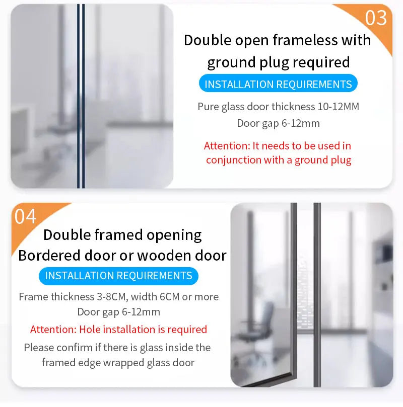 Tuya APP Glass Door Fingerprint Lock Bluetooth Smart Biometric Electronic Office Glass Door Lock 13.56Mhz RFID IC Keyless Unlock