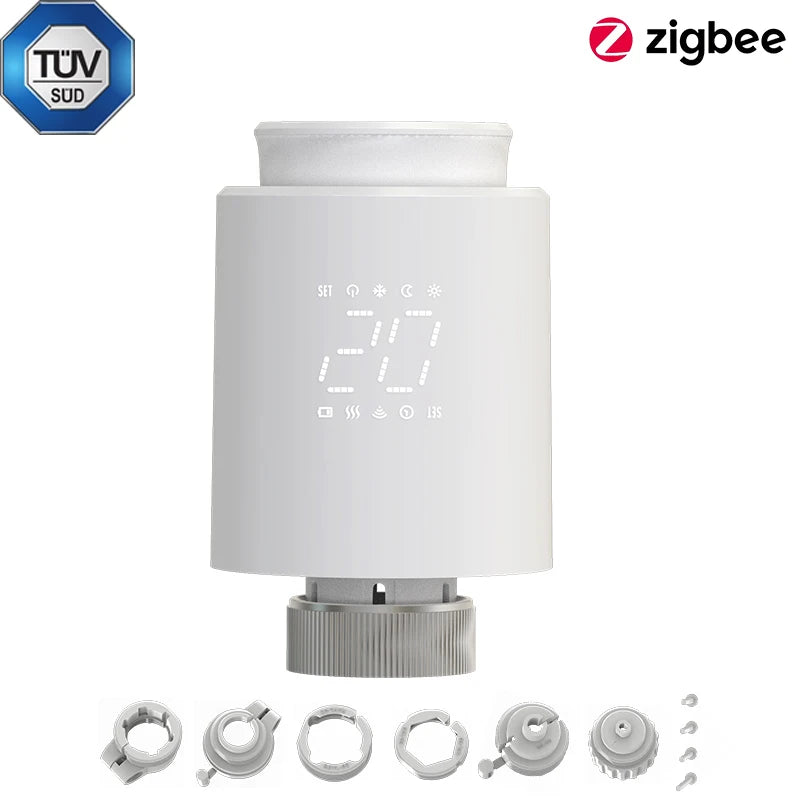 Smart Thermostat TRV Radiator Valve Zigbee/WiFi Tuya Actuator Head Remote Temperature Controller Voice Control Alexa Google Home