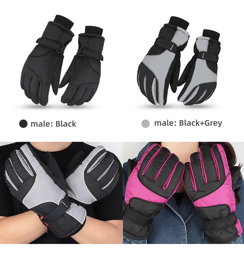 PHMAX Winter Ski Gloves Men Women Gloves Touch Cold Snowboard Motorcycle Cycle Gloves Outdoor Sports Warm Thermal Fleece Running