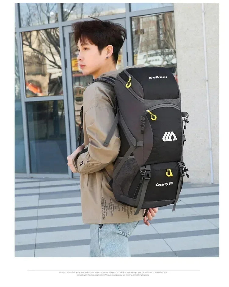 50L Travel Backpack Camping Bag For Men Large Hiking Bag Tourist Rucksack Waterproof Outdoor Sports Climbing Mountaineering Bag